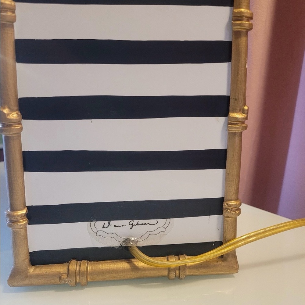 Dana Gibson Striped Black and White Table Lamp - Picture 5 of 5